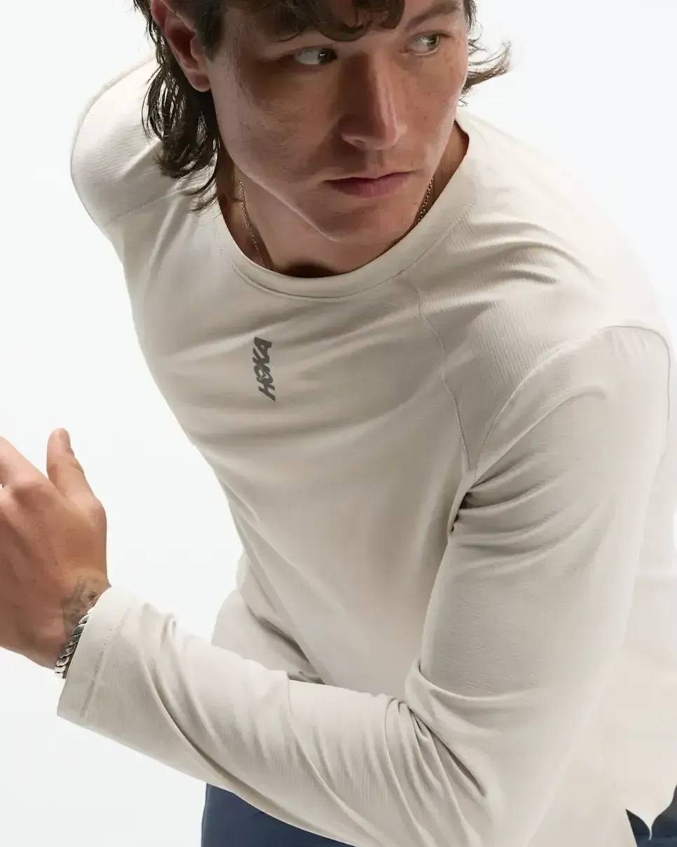 HOKA EveryRun Long Sleeve River Rock Grey